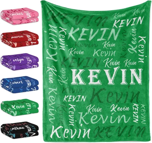 Miniatura 19 de Manta personalizada con tema negro, manta suave y ligera de franela y forro polar con nombre para hombres, mujeres, niños y niñas - Regalos