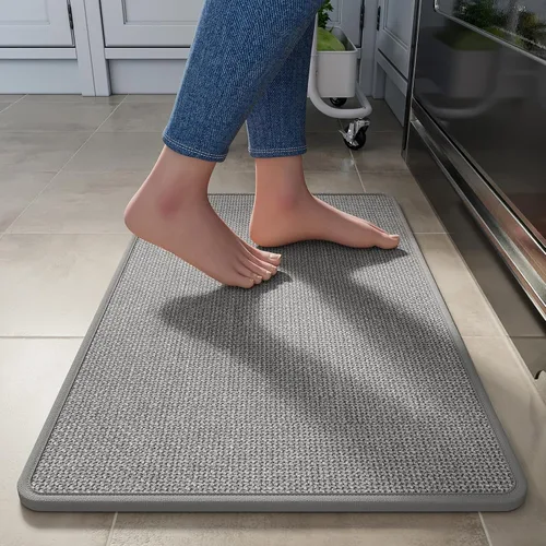 Miniatura 12 de YDKGL Tapetes de cocina para piso, alfombras de cocina súper absorbentes, antideslizantes, lavables, de lino sintético suave trenzado, alfombra