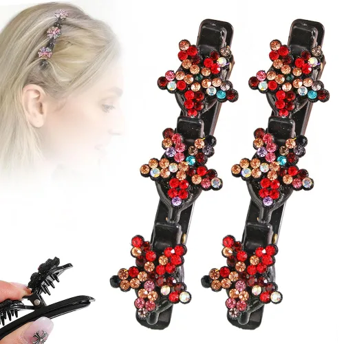 Miniatura 29 de Pinzas de pelo trenzadas con piedra de cristal brillante, pinza para el cabello para mujer, pinzas de pelo corto con pico de pato, clip de pelo