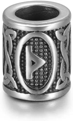 Miniatura 15 de 5 cuentas vikingas de acero inoxidable, cuentas espaciadoras de metal, cuentas espaciadoras de agujero grande, cuentas de tubo de plata antigua