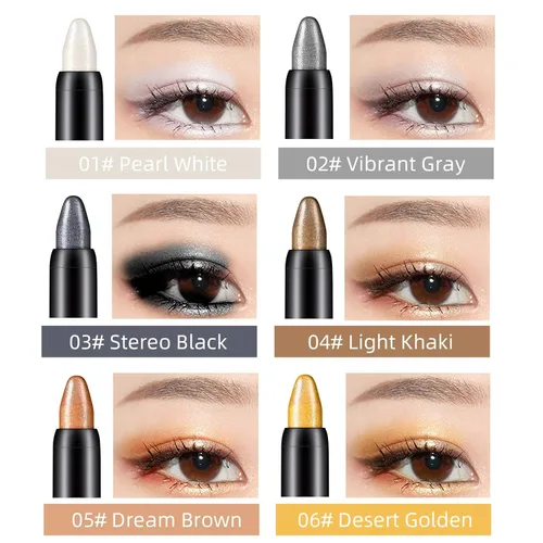 Miniatura 2 de Juego de 15 colores de sombra de ojos con purpurina en barra, lápiz de sombra de ojos en crema de perlas brillantes, lápiz de sombra de ojos suave