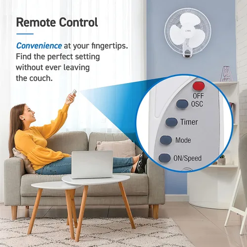 Miniatura 2 de Commercial Cool Ventilador de pared de 16 pulgadas con control remoto, blanco (CCFWR16W)