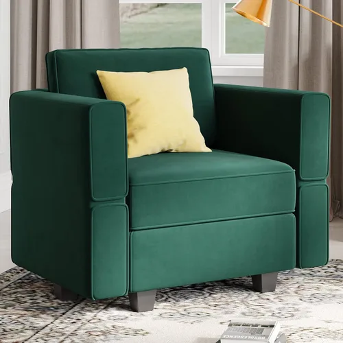 Miniatura 14 de Belffin Módulo de Almacenamiento con Otomana para Sofá Seccional Modular Asiento Cuadrado Cubo de Terciopelo Azul