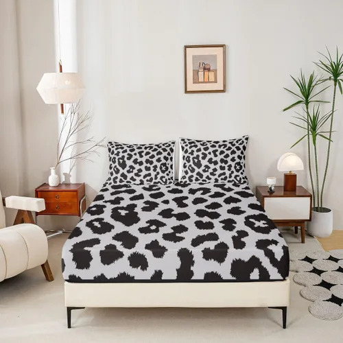 Miniatura 5 de Juego de sábanas abstractas de piel de guepardo, tamaño individual, decoración de lujo para habitación de niños, niñas y mujeres, juego de ropa