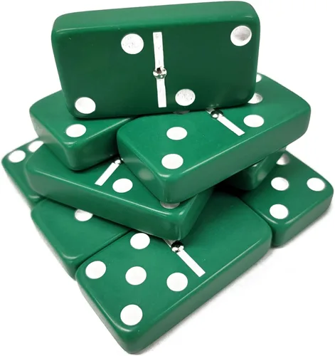 Miniatura 2 de Marion Dominó Doble Seis 6 Azulejos Verdes Tamaño Jumbo de Torneo Profesional con Giradores en Elegante Bolsa de Terciopelo Negro