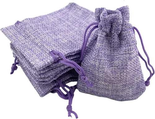 Miniatura 61 de Palmhomee Paquete de 20 bolsas de regalo de arpillera con cordón, bolsas de joyería de lino, bolsas de yute de boda para joyas y bolsas