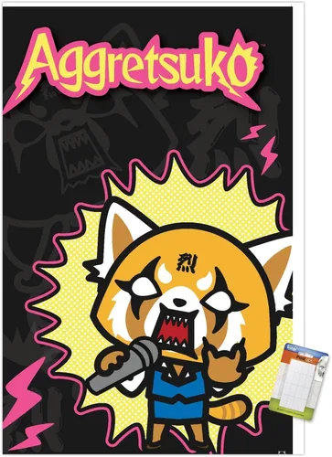 Miniatura 10 de Trends International Aggretsuko Rock Out - Póster de pared, 22.4 pulgadas de largo x 14.7 pulgadas, versión enmarcada en madera de granero