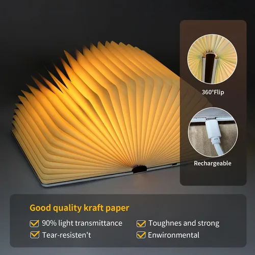 Miniatura 3 de QXMGCBOK Lámpara de Libro Plegable Retro, Luz Nocturna LED Novedosa, Lámpara de Escritorio de Alivio de 3 Colores, Regalo para Amantes de los Libros