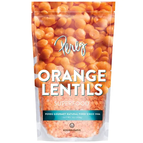 Pereg Lentejas naranjas (16 onzas) - Daal indio de masoor partido - Sin OMG y sin aditivos - Ideal para guisos, curries indios y sopas - Apto para