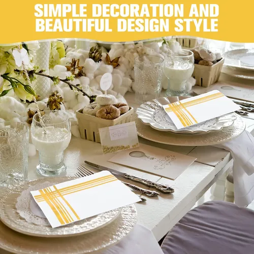 Miniatura 7 de Mimorou 200 servilletas de cóctel doradas y blancas de 5 x 5 pulgadas, desechables para fiestas, servilletas elegantes a granel de 3 capas