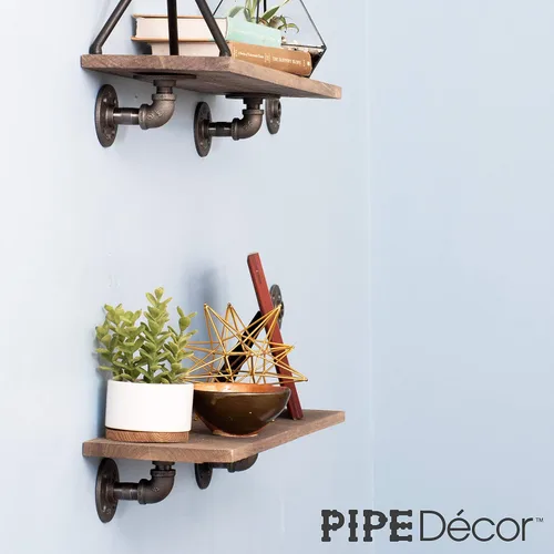 Miniatura 7 de PIPE DECOR Soportes de estante de tubería industrial, 2 pulgadas, paquete de 4 – Accesorios flotantes de doble brida montados en la pared, juego