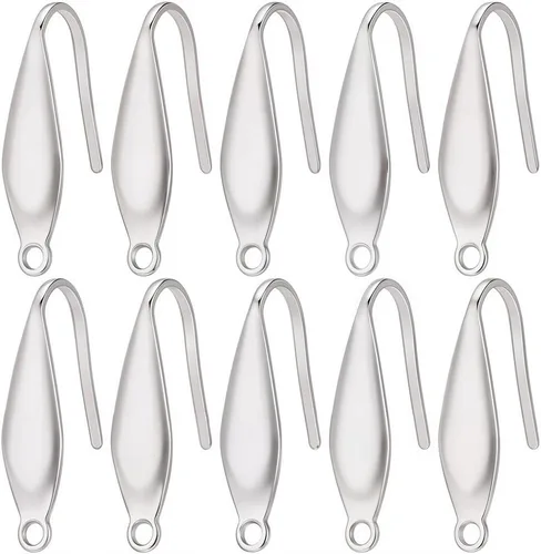 Miniatura 21 de SUNNYCLUE 1 Caja 100Pcs Ganchos de Pendiente Franceses Chapados en Oro Real de 18K, Pendientes de Anillo de Pescado, Alambres de Acero Inoxidable