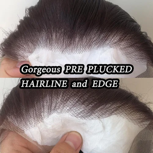 Miniatura 2 de 99J Peluca larga y lisa 99J color borgoña sintética con encaje frontal, predesfilada con línea de cabello natural para mujeres de moda, cabello