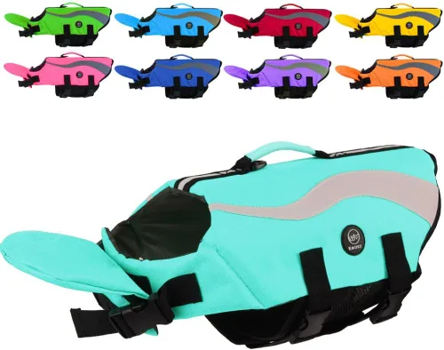 Miniatura 17 de EMUST Chalecos salvavidas ajustables para perros pequeños con flotabilidad mejorada, chaleco de natación para perros pequeños con asa de rescate