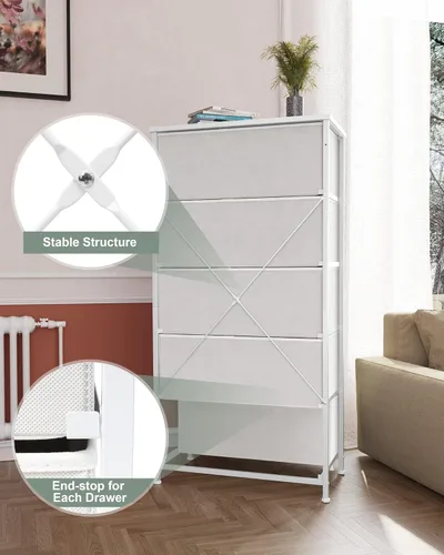 Miniatura 6 de Crestlive Products Torre alta de vestidor para dormitorio, torre de almacenamiento vertical - Cómoda ancha de tela y cajones para armario, pasillo