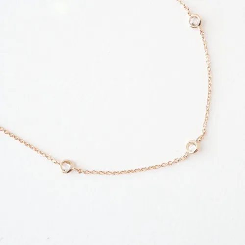 Miniatura 6 de HONEYCAT - Collar de trio con bisel de cristal pequeño en oro, oro rosa o plata joyería minimalista y delicada
