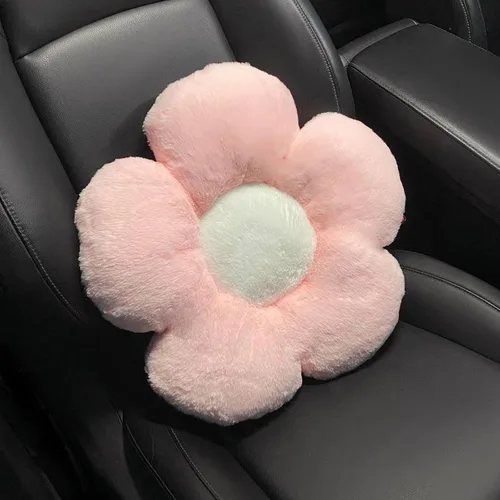 Miniatura 5 de Almohada para reposacabezas de coche de flores, color blanco y rosa, cojín de apoyo para el cuello para conducir 1 unids Almohada de cuello rosa