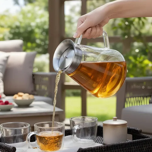 Miniatura 2 de Aquach Tetera de vidrio de 27 onzas con tapa de filtro inteligente, hervidor de té de vidrio de borosilicato seguro para estufas con infusor
