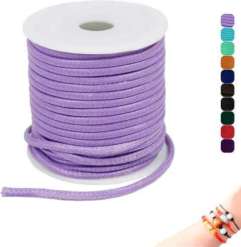 Miniatura 35 de CAMAL Cuerda de cera de 0.069 pulgadas para hacer pulseras, hilo encerado de 23 yardas para joyería y pulsera, cordón encerado para manualidades
