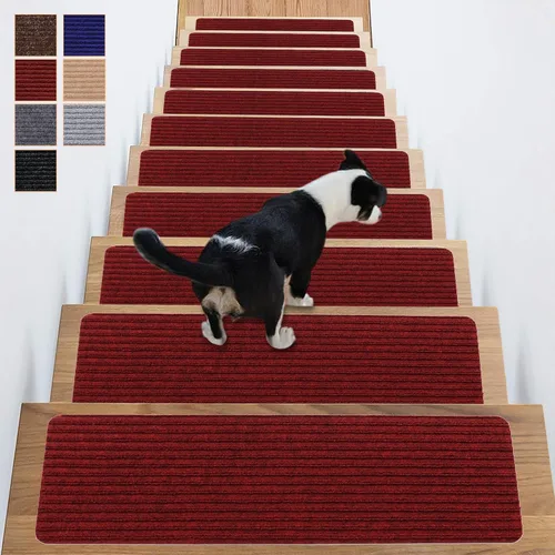 Miniatura 5 de Alfombra antideslizante para peldaños de 31 x 31 pulgadas, alfombra de aterrizaje a juego, antideslizante, resistente al deslizamiento, color negro
