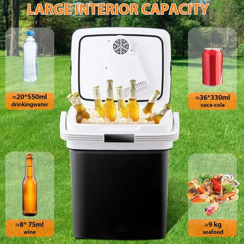 Miniatura 9 de ZENY Mini refrigerador eléctrico enfriador y calentador para automóvil - Refrigerador de automóvil de 12 V CC con mango de bloqueo automático