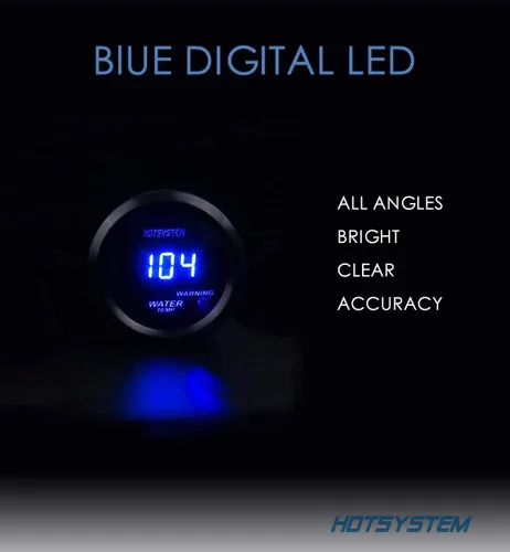Miniatura 8 de Motor de coche nuevo 2" 52 mm), color azul agua Temp Temperatura Digital ℉ Gauge