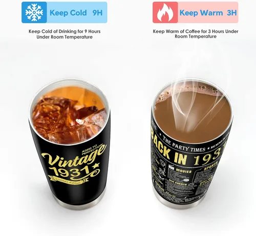 Miniatura 2 de Vasos de feliz cumpleaños 95 para hombres y mujeres, regalos de acero inoxidable en el año 1931, regalo de cumpleaños de 95 años para esposa
