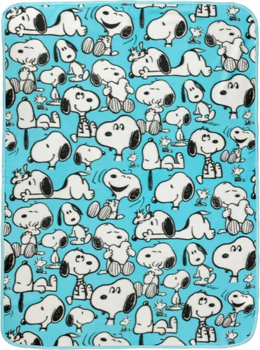 Silver Buffalo Peanuts Snoopy Multi Pose Expression - Manta de forro polar de 45 x 60 pulgadas, suave y acogedora, 180 GSM Peanuts Snoopy Multi Pose