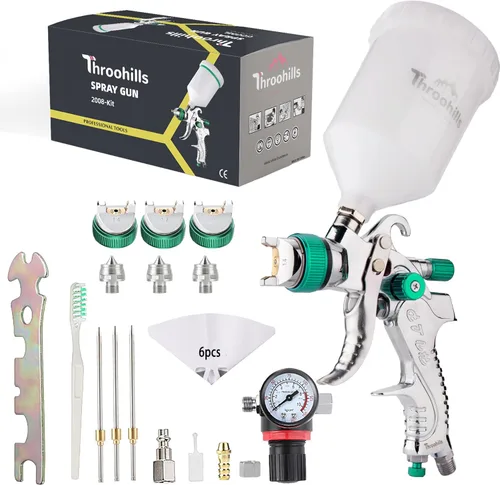 Pistola profesional de rociado HVLP, boquilla de 1,4/1,7/2,0 mm HVLP, pistola neumática de alimentación por gravedad de alta atomización ajustable