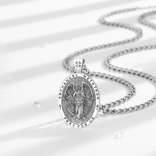 Miniatura 94 de EUDORA Collar de plata de ley 925, San Cristóbal y San Benito, San Miguel, Virgen María, San Judas Tadeo, Cruz de Buen Pastor y Arcángel, Medalla