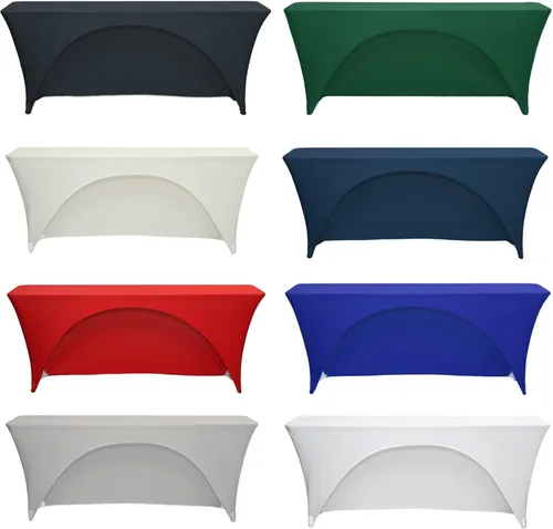 Miniatura 7 de YOUR CHAIR COVERS - Spandex de 6 pies x 18 pulgadas, mantel elástico rectangular estrecho para aula de entrenamiento con respaldo abierto - Blanco