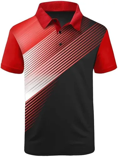 Miniatura 2 de ZITY Camisa de golf para hombre, manga corta, deportiva, absorbe la humedad, con estampado de rendimiento, camisa polo de golf para hombre, camiseta