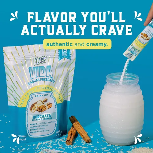 Miniatura 7 de KLASS VIDA Daily Hydration Horchata Agua Fresca - Paquetes de electrolitos en polvo Mezcla de bebida electrolítica sin azúcar Paquetes