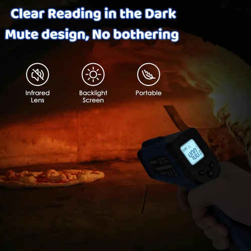 Miniatura 4 de Pistola de termómetro infrarrojo para cocinar, -58℉~1022℉, pistola de temperatura láser digital para freír en profundidad, pizza, Blackstone, Azul