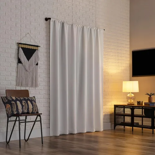 Miniatura 2 de Sun Zero Bergen Panel de cortina 100 % opaca con bolsillo para barra, calidad de teatro, 40 x 84 pulgadas, color blanco