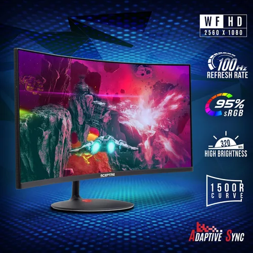 Miniatura 3 de Sceptre Monitor LED creativo curvo UltraWide 21: 9 de 34 pulgadas 2560x1080 HDMI DisplayPort sin marco hasta 100Hz, negro máquina 2020 (C345W-2560UN)