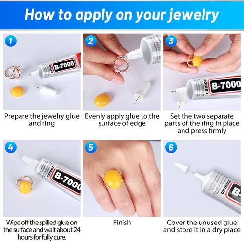 Miniatura 7 de B7000 - Pegamento para joyería transparente para diamantes de imitación, Cridoz 3.7 onzas líquidas, pegamento adhesivo para manualidades con punta