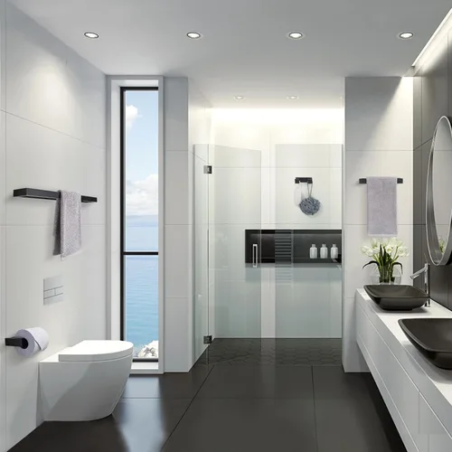 Miniatura 5 de Lairuier Juego de 4 piezas de barra de toallas de baño, juego de accesorios de baño en negro mate que incluye barra de toallas, soporte de toallas