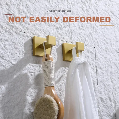 Miniatura 3 de TASTOS Ganchos para Toallas de Baño Dorados Cepillados, Paquete de 2 Ganchos de Acero Inoxidable para Abrigatos y Ropa, Gancho de Pared Resistente