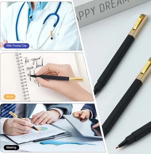 Miniatura 6 de 6 paquetes de bolígrafos de gel negros de 0.5 mm de punta media, bolígrafos de tinta de gel con tapa, secan rápidamente, bolígrafo de punta redonda
