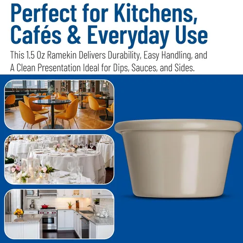 Miniatura 7 de Carlisle FoodService Products S27542 Ramekin de melamina liso, capacidad de 1.5 onzas, color hueso (caja de 48)