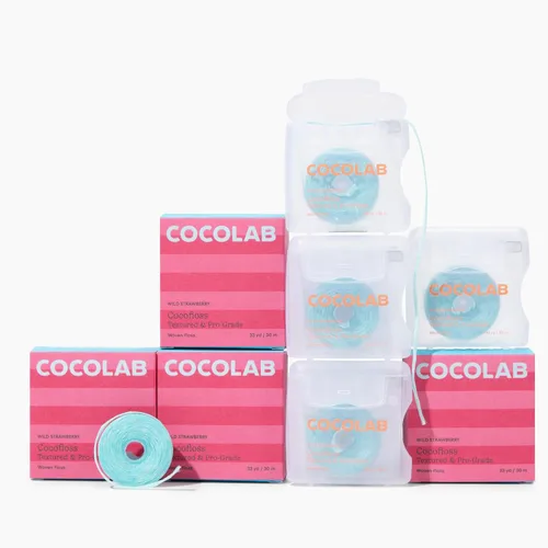 Miniatura 18 de Cocolab Hilo dental tejido, cuidado bucal diseñado por dentistas, aroma a coco, encerado, expandible, vegano, hilo dental amigable para niños