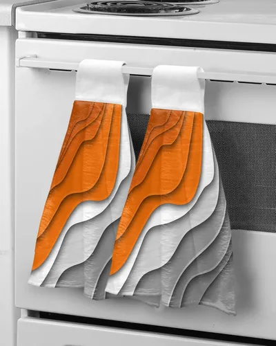 Miniatura 13 de Toallas de cocina con lazo para colgar, toallas de mano abstractas onduladas de color gris degradado, suaves, absorbentes, para baño, bar, hogar