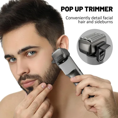 Miniatura 3 de Afeitadoras de aluminio para hombres, afeitadoras de viaje profesionales, maquinillas de afeitar eléctricas para afeitarse la cara, maquinilla