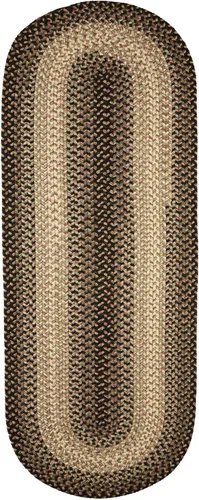 Super Area Rugs Alfombra Trenzada Ovalada de 2X8 Negro/Gris/Dorado Hartford Decoración Primitiva Alfombra - Interior Exterior - 2' X 8' Alfombra