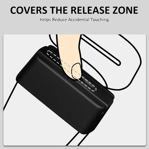 Miniatura 6 de Protector de liberación de hebilla para asientos infantiles, ayuda a prevenir el prensado accidental por parte de los niños, paquete de 2 (negro)