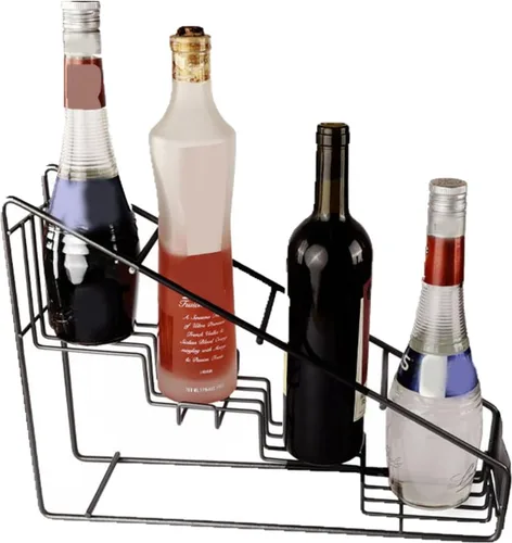 Tyenaza Organizador de jarabe de café, estante de exhibición de botellas de metal para encimera, con capacidad para 4 botellas para accesorios de