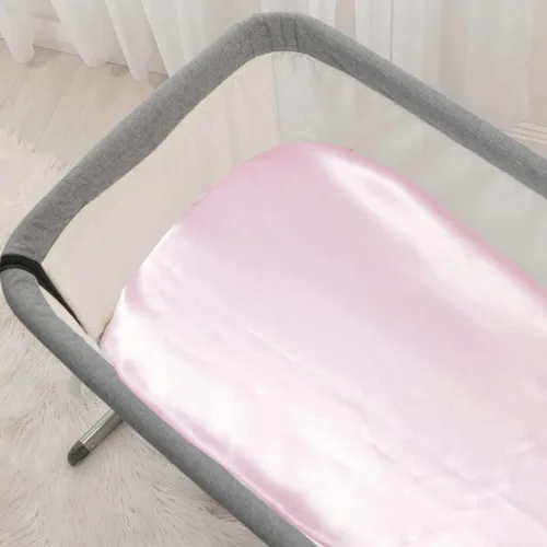 Miniatura 8 de Sábanas de moisés de seda para bebé, sábana bajera ajustable 100% seda de morera, ideal para cabellos de bebé, sábana suave y sedosa para moisés