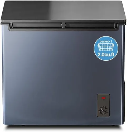 Congelador de cofre de 2.0 pies cúbicos, puerta superior, metal, independiente con cesta extraíble, para cocina de casa y oficina (NEGRO, 2.0 pies