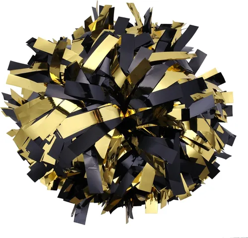 Miniatura 43 de Pompones metálicos de animadora de 6 pulgadas, 1 par, 2 piezas (negro)